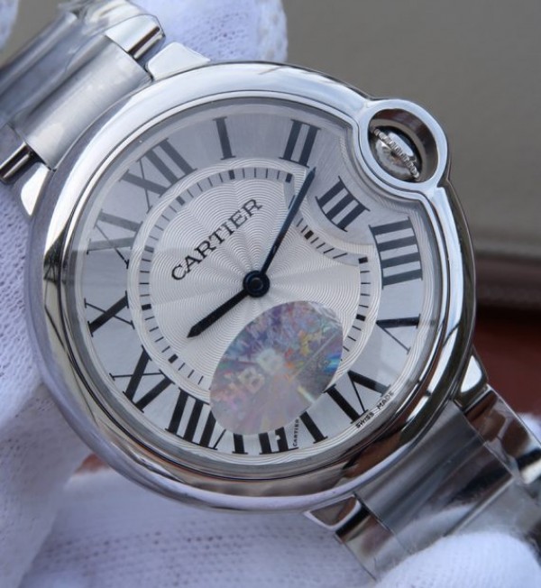 Replica Cartier V6F Ballon Bleu 36mm White Dial SS Bracelet Ronda Quartz