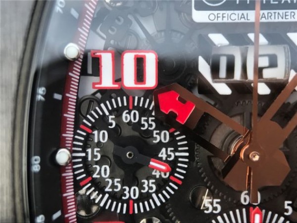 Replica Richard Mille RM011 Black Ceramic RG Chrono Skeleton Dial Black Rubber Strap A7750