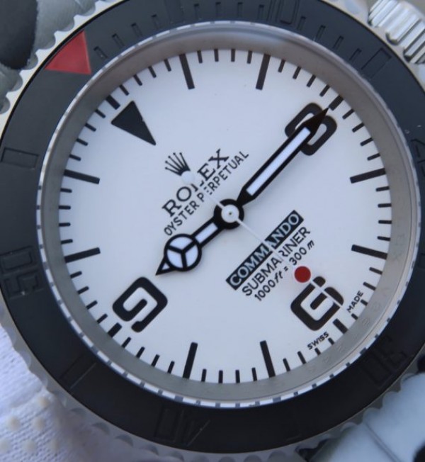 Replica Rolex Submariner Commando White Dial Ceramic Bezel Rubber Strap A2836