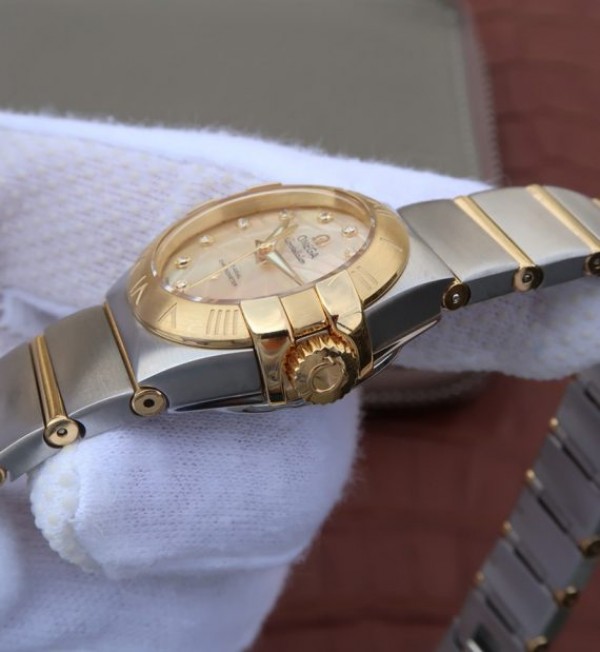 Replica Omega V6 Constellation 27mm YG Dial Diamonds Markers SS/YG Bracelet A8520