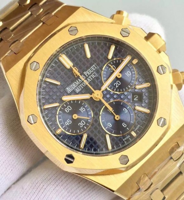 Replica Audemars Piguet Royal Oak Chronograph 26320 YG Blue Dial YG Bracelet A7750