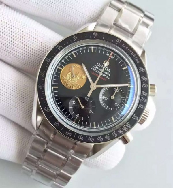 Replica Omega Speedmaster Apollo 11 40th anniversary Black Dial SS Bracelet Manual Winding