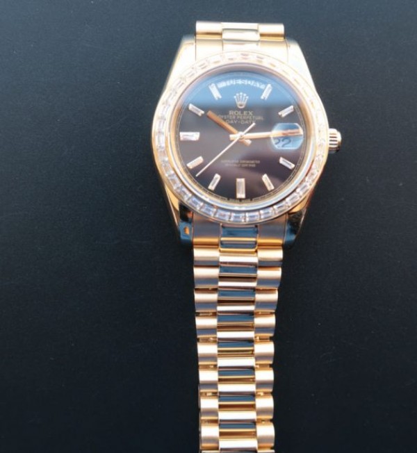 Replica Rolex Noob Day-Date 218399 YG Black Dial Bracelet A3255