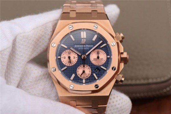 Replica Audemars Piguet Royal Oak Chronograph RG JHF Blue/RG Dial RG Bracelet A7750