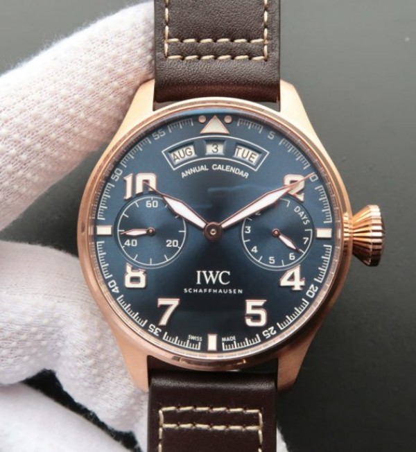 Replica IWC ZF Big Pilot IW502701 RG Blue Dial Leather Strap