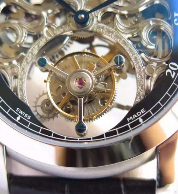 Replica Audemars Piguet Jules Audemars Skeleton Tourbillon SS Black Dial Leather Strap