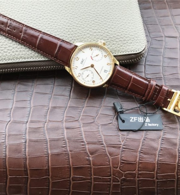 Replica IWC ZF Portuguese IW500101 YG White Dial Leather Strap A52010