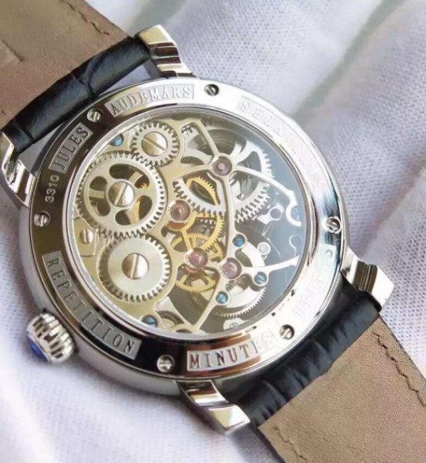 Replica Audemars Piguet Jules Audemars Skeleton Tourbillon SS Black Dial Leather Strap