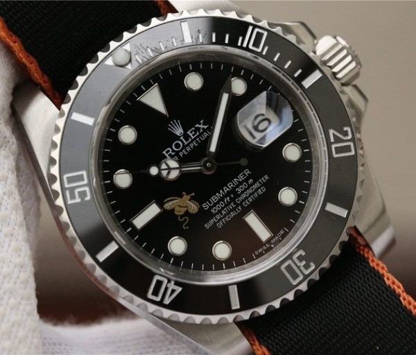 Replica Rolex Submariner 116610 LN Black Ceramic Bee Noob Nylon Strap A2836