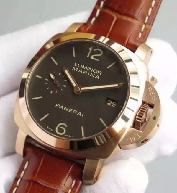 Replica Panerai ZF PAM393 Ladies RG Leather Strap P9000