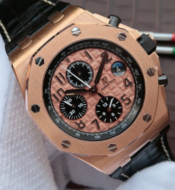 Replica Audemars Piguet JF Royal Oak Offshore 26470OR Gold Theme Leather Strap A3126