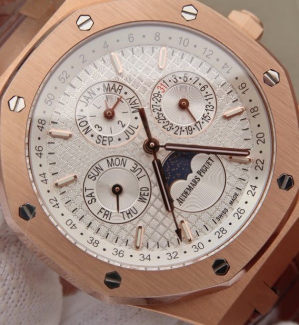 Replica Audemars Piguet JF Royal Oak 41mm 26574 RG White Dial Leather Strap A5134
