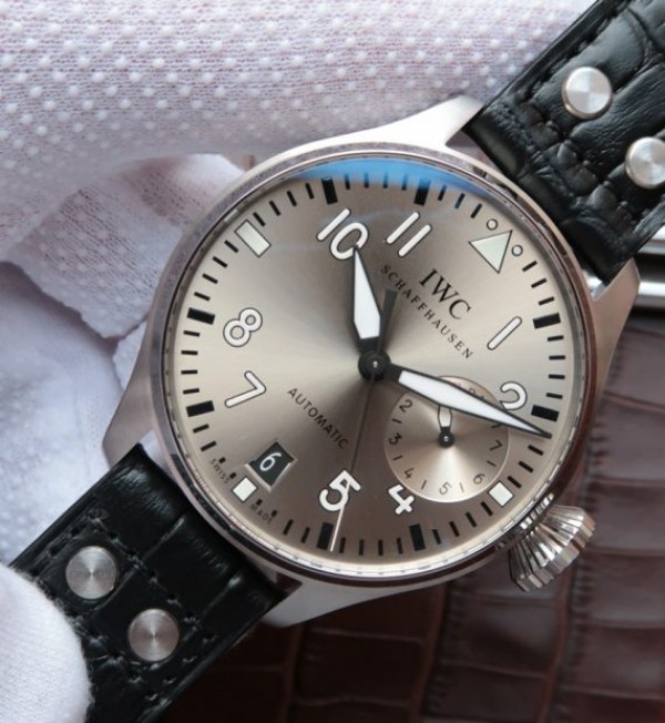 Replica IWC ZF Big Pilot Real PR IW500906 Silver Dial Leather Strap