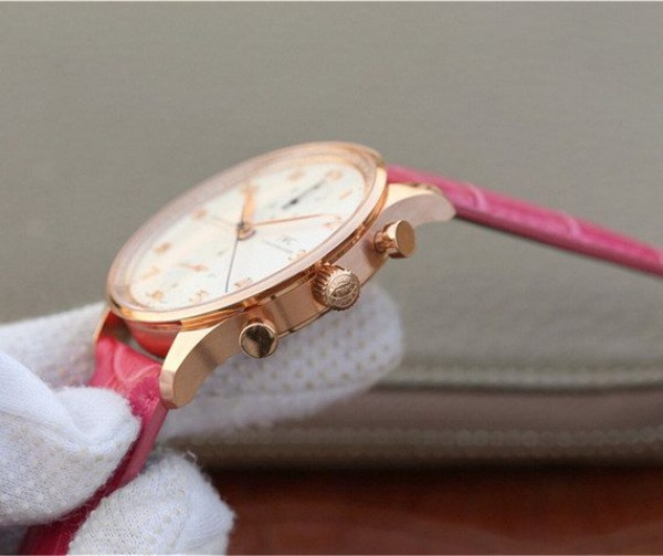 Replica IWC ZF Portuguese Chrono IW3714 RG White Dial Diamonds Inner Bezel