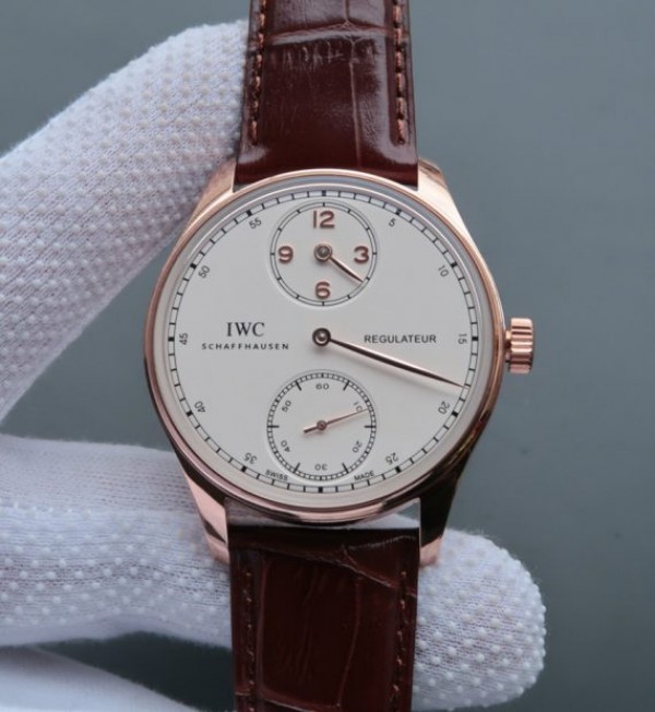 Replica IWC YLF Portuguese Regulateur RG White Dial Gold Markers A6498