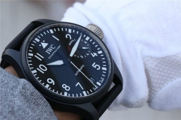 Replica IWC Big Pilot Real PR IW502001 Real Ceramic ZF V2 Black Calfskin Strap A51111
