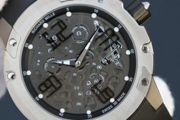 Replica Richard Mille RM033 Titanium SF Arabic Markers Dial Black Rubber Strap Micro-Rotor Movement
