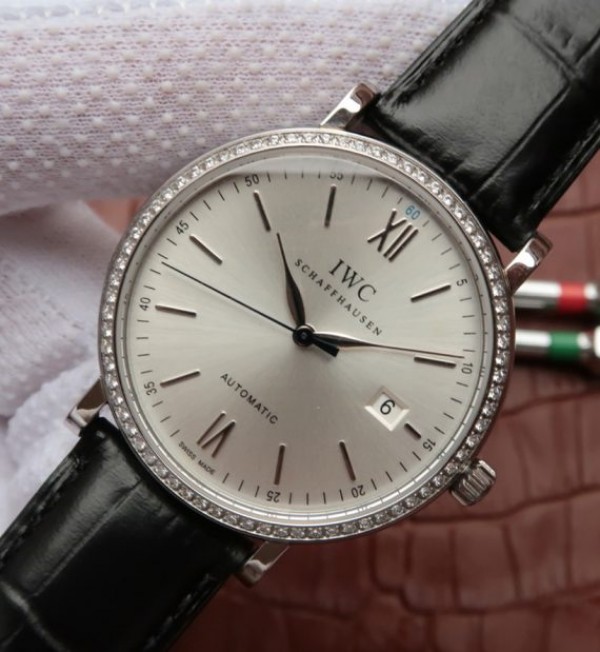 Replica IWC MK Portofino IW356514 Silver Dial Diamonds Bezel
