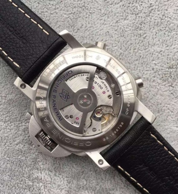 Replica Panerai XF PAM524 Fake Flyback Black Dial Leather Strap P.9100