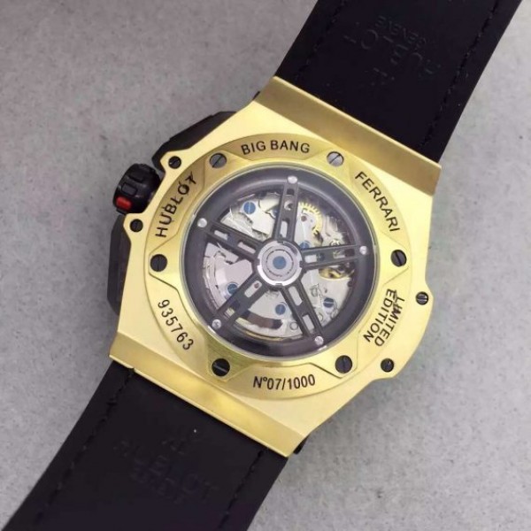 Replica Hublot Big Bang Ferrari Limited Edition YG Black Dial Black Rubber Strap A7753