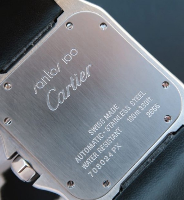 Replica Cartier V6 Santos 100 41mm White Dial Black Leather Strap A2824