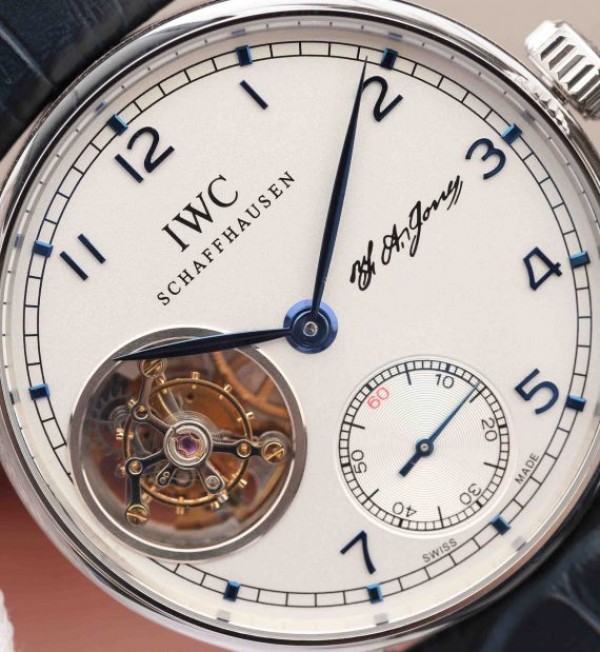 Replica IWC AZ Portuguese Tourbillon White Dial Blue Markers