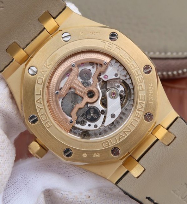 Replica Audemars Piguet JF Royal Oak 41mm 26574 YG Black Dial Leather Strap A5134
