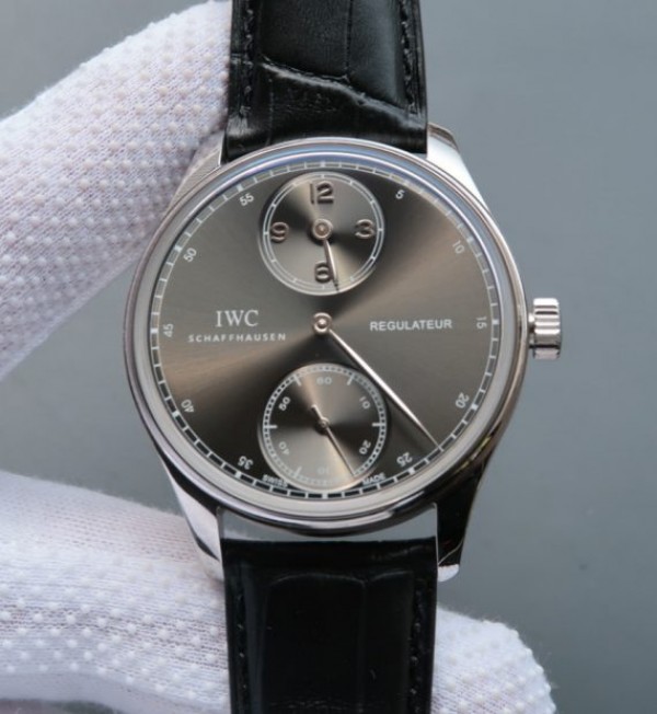 Replica IWC YLF Portuguese Regulateur Gray Dial Leather Strap A6498