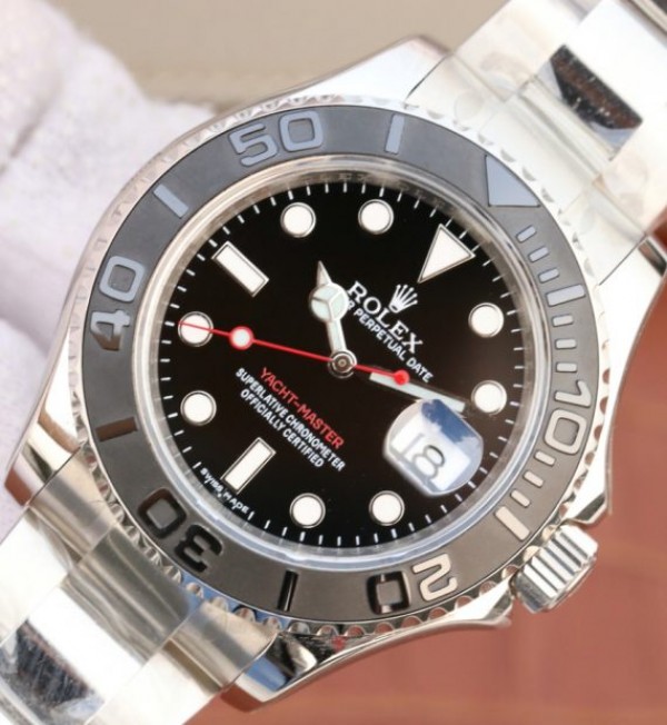 Replica Rolex Yacht-Master 116622 EW Black Dial SS Bracelet A3135