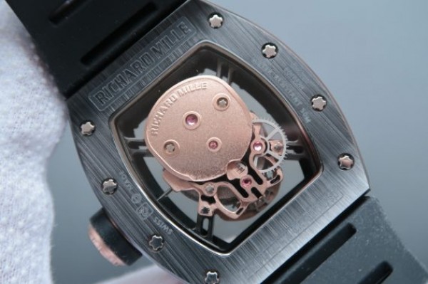 Replica Richard Mille RM052 Black Ceramic Gold Skull Dial Black Rubber Strap MIYOTA8215
