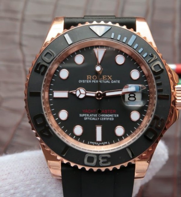 Replica Rolex Yacht-Master 116655 Noob Black Ceramic Bezel Rubber Strap A2836