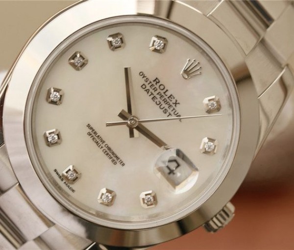 Replica Rolex DateJust 41mm 126300 Noob White MOP Dial Diamonds Markers SS Bracelet A3235