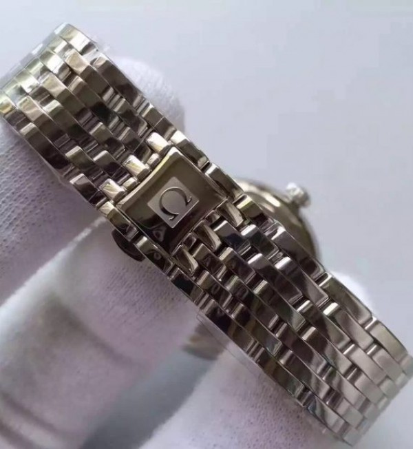 Replica Omega MKF De Ville 33mm Diamonds Markers White Dial SS Bracelet A2824