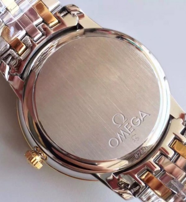 Replica Omega MK De Ville 39.5mm Yellow Dial Diamonds Markers RG Bezel SS/RG Bracelet A2824