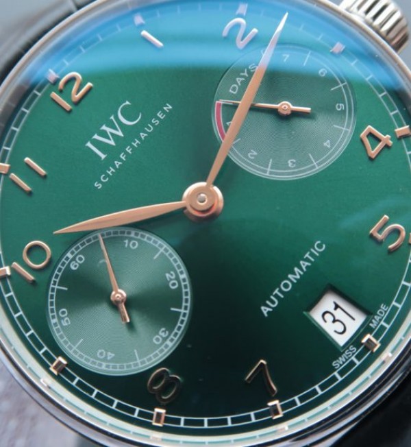 Replica IWC ZF Portuguese IW500708 Green Dial Rose Gold Markers A52010 V5