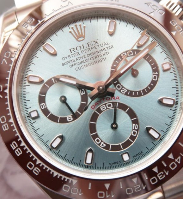 Replica Rolex Daytona 116506 Brown Ceramic Bezel Deep Ice Blue Dial SS Bracelet A4130