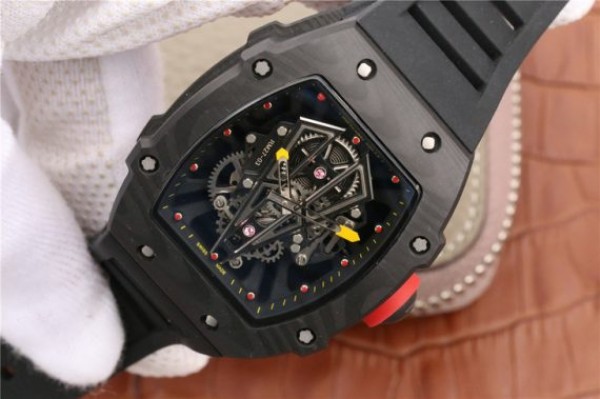 Replica Richard Mille RM027-03 Full Black Carbon Skeleton Dial Black Rubber Strap 6T51