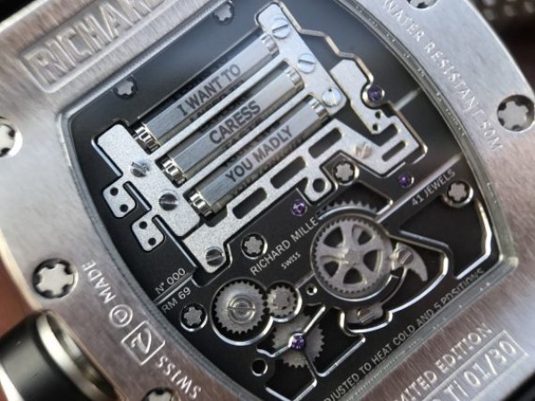 Replica Richard Mille RM069 SS Fake Tourbillon Skeleton Dial Black Rubber Strap A23J