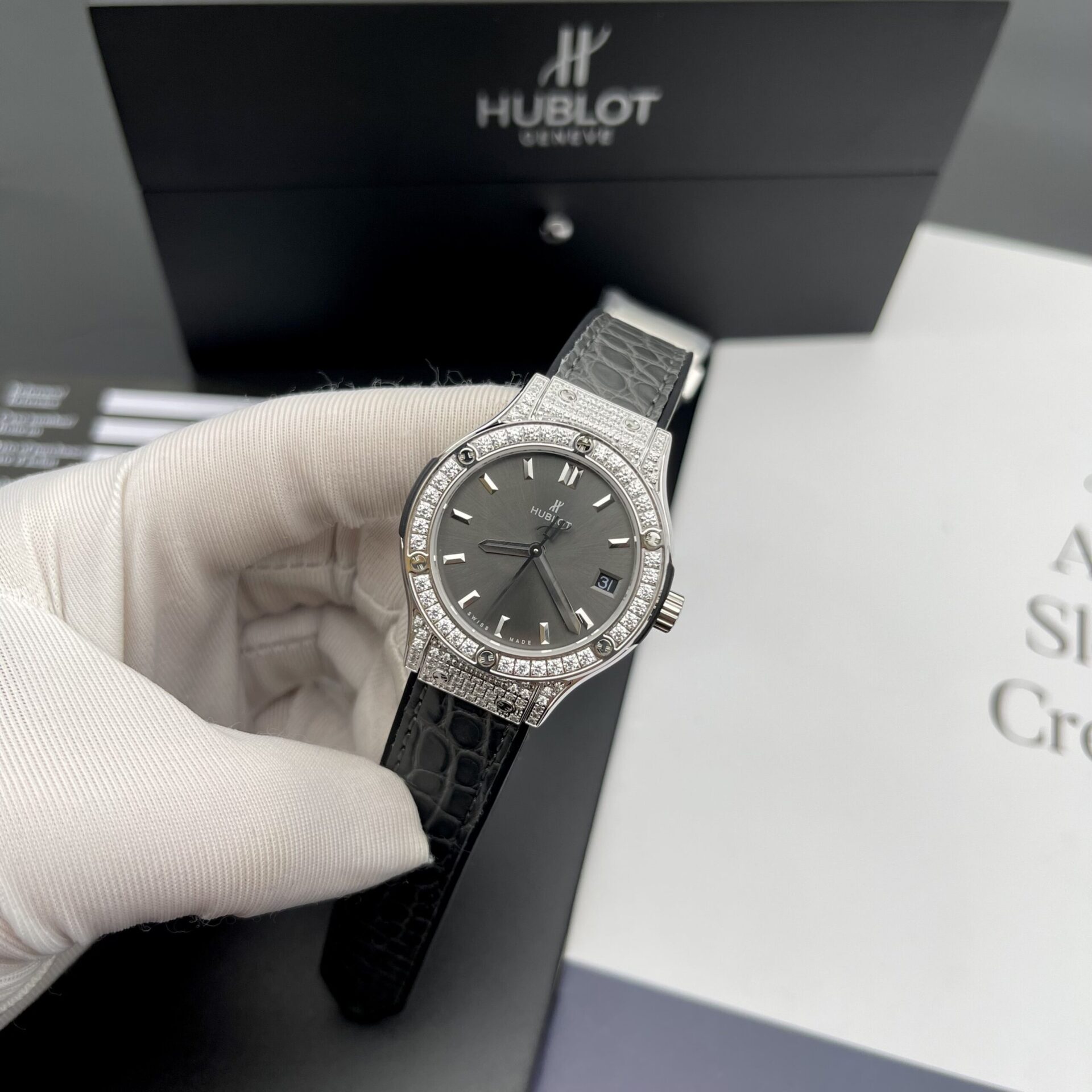 Hublot Replica Watch Classic Fusion Womens Gray Dial HB Factory 33mm