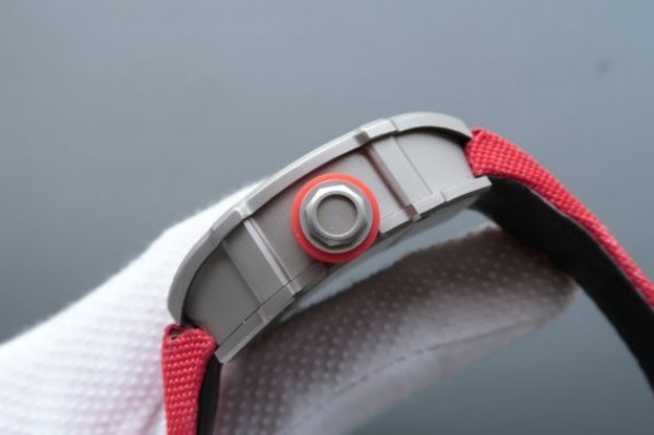 Replica Richard Mille RM027 SS Skeleton Dial Gray Inner Bezel Red Nylon Strap 6T51