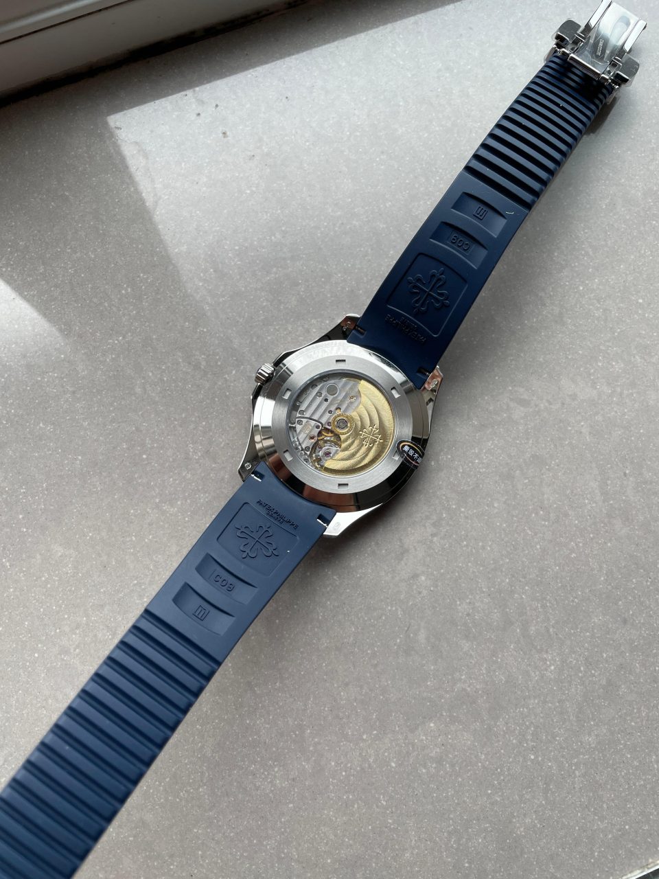 Replica PATEK PHILIPPE Aquanaut 5168G 42mm SS ZF 1:1 Best Edition Blue Dial on Blue Rubber Strap 324CS