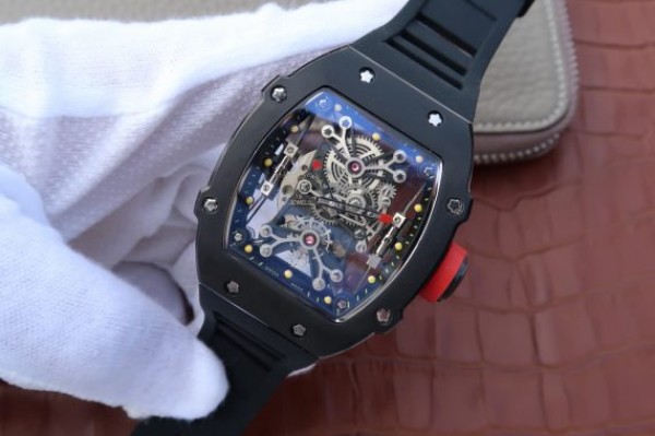 Replica Richard Mille RM027 PVD Skeleton Dial Black Rubber Strap 6T51