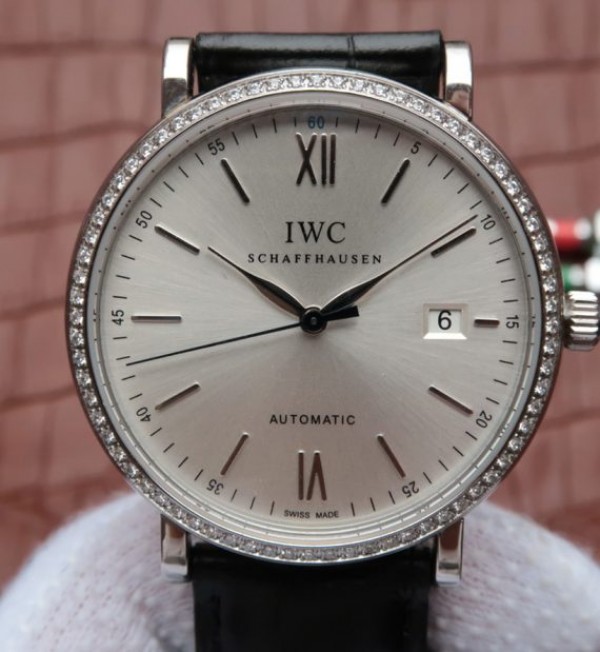 Replica IWC MK Portofino IW356514 Silver Dial Diamonds Bezel