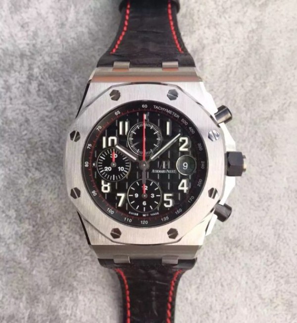 Replica Audemars Piguet JF Royal Oak Offshore Black Theme Black Leather Strap A3126