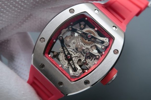 Replica Richard Mille RM038 SS Red Inner Bezel Skeleton Dial Red Rubber Strap Jap Quartz