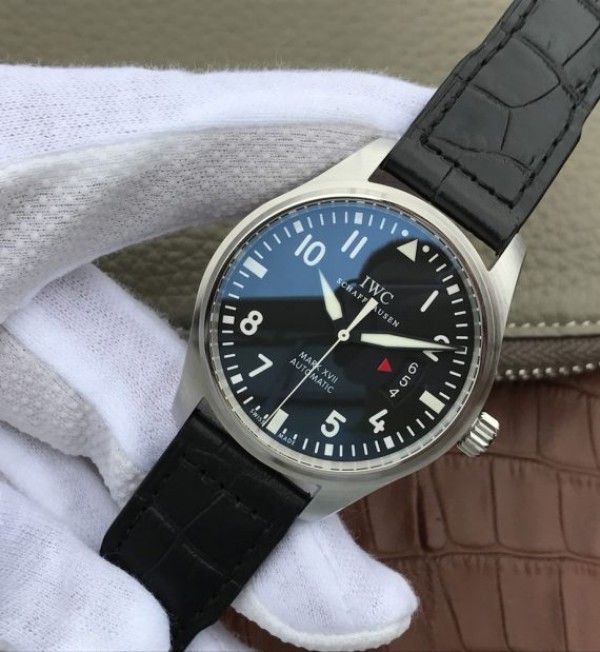 Replica IWC XF Mark XVII Black Dial Black Leather Strap A2892