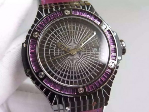 Replica Hublot Big Bang 41mm Tutti Frutti Maroon Caviar on Gummy Strap A2824