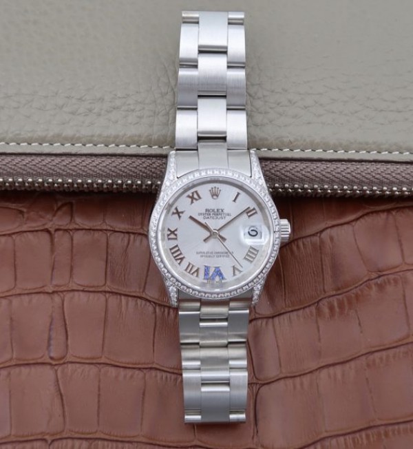 Replica Rolex DateJust 31mm 178383 Diamonds Bezel Roman Markers White Dial A2235