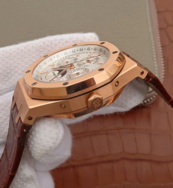 Replica Audemars Piguet JF Royal Oak 41mm 26574 RG White Dial Leather Strap A5134