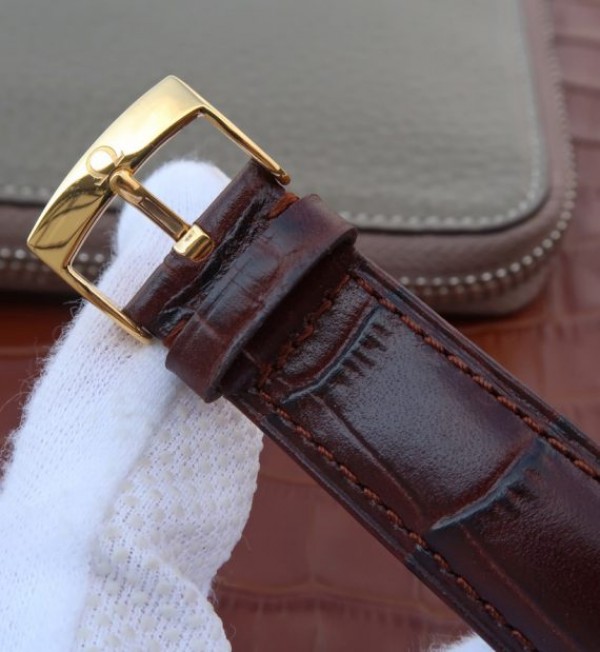 Replica Omega MKF De Ville 37mm YG White Dial YG Markers Leather Strap A2892